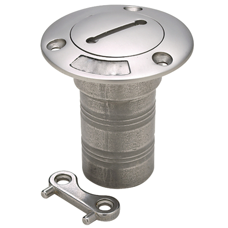 SEACHOICE Stainless Steel Waste Deck Fill w/Cap (Chain Tether) For 1-1/2" Hose 32281